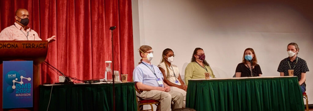 Jason Williams moderates the panel discussion, “Building and Sustaining Inclusive Open Science Communities”