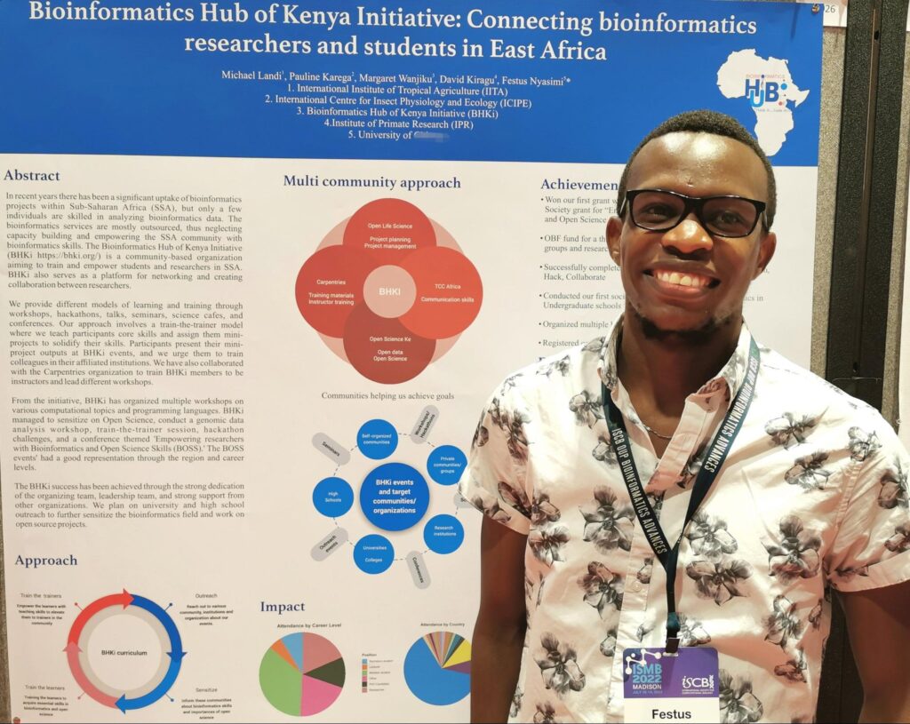 Festus Nyasimi presented a poster at BOSC 2022